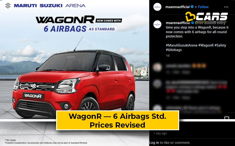 Now Maruti WagonR Also Gets 6 Airbags As Standard